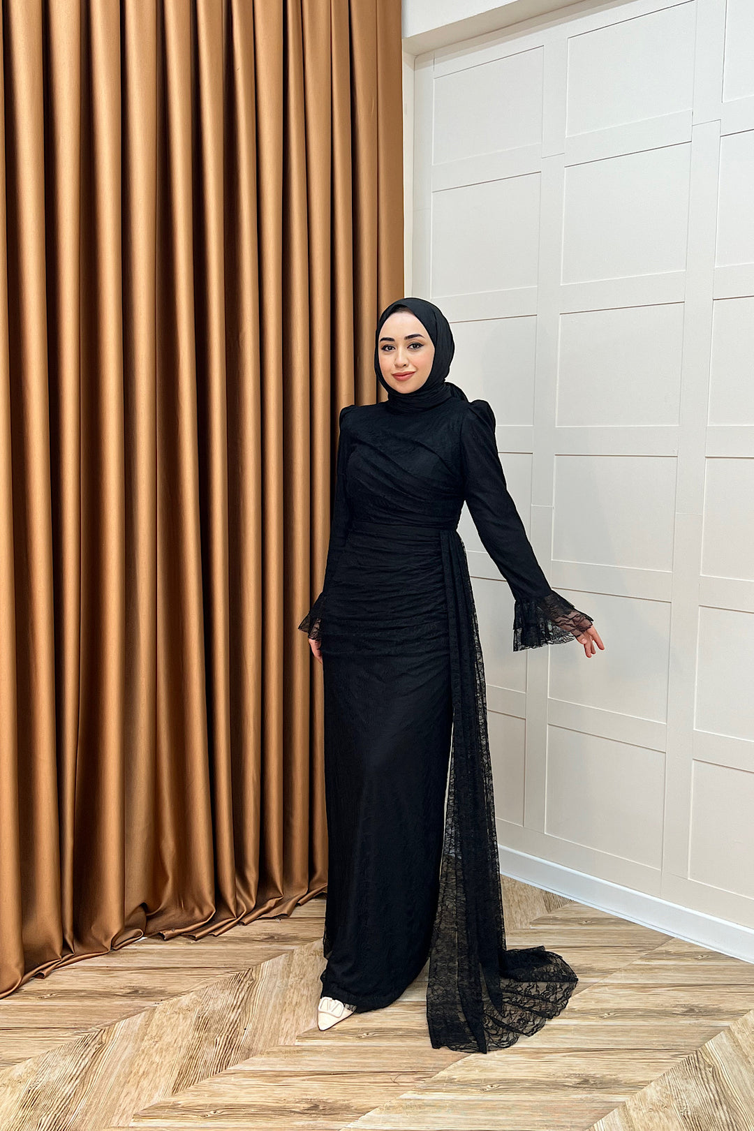 Serena Dantel Balık Abiye Siyah 3082-SIYAH