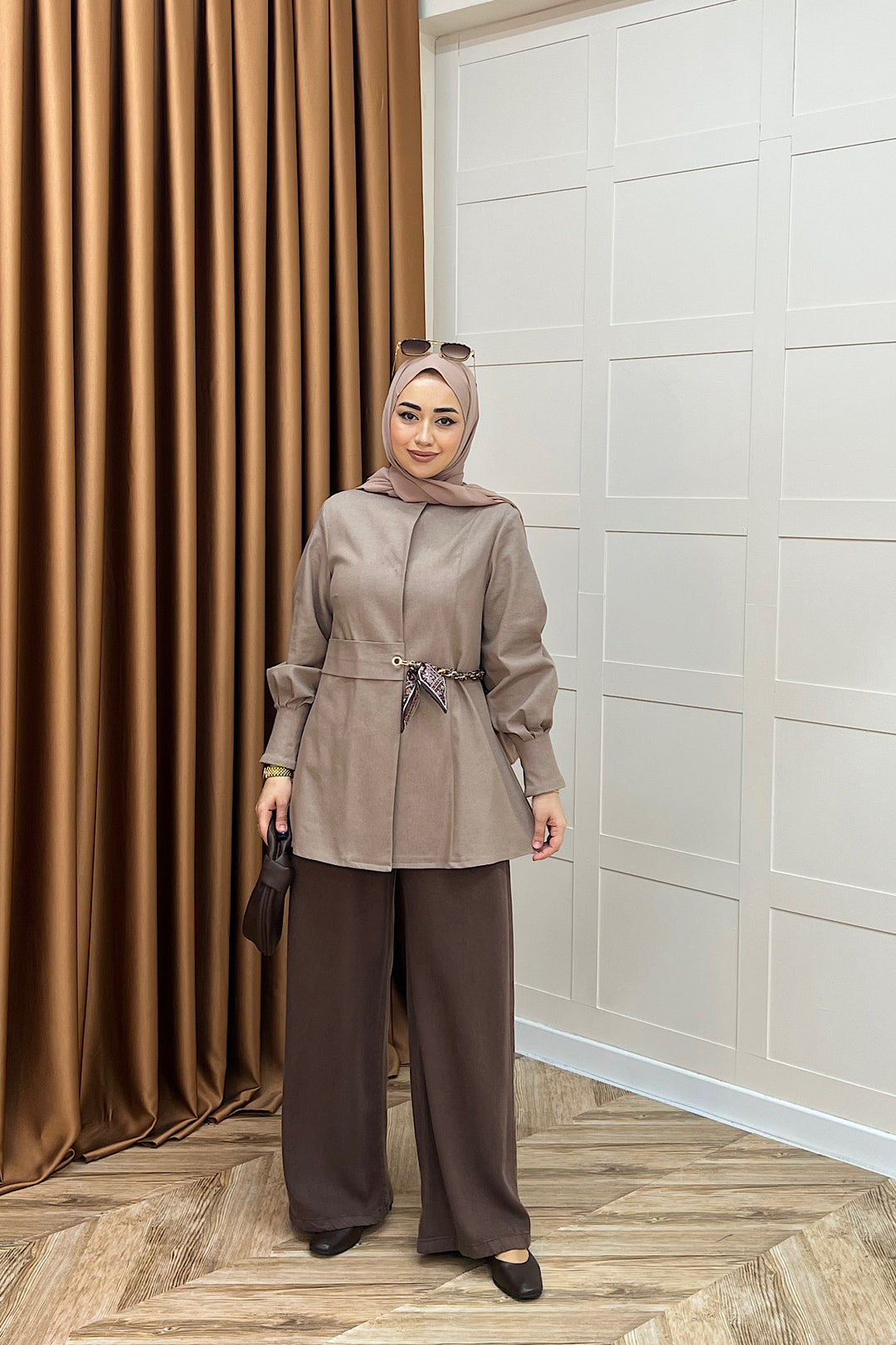 Wanda Fular Kemer Detay Gabardin Kap Vizon 26029-VIZON