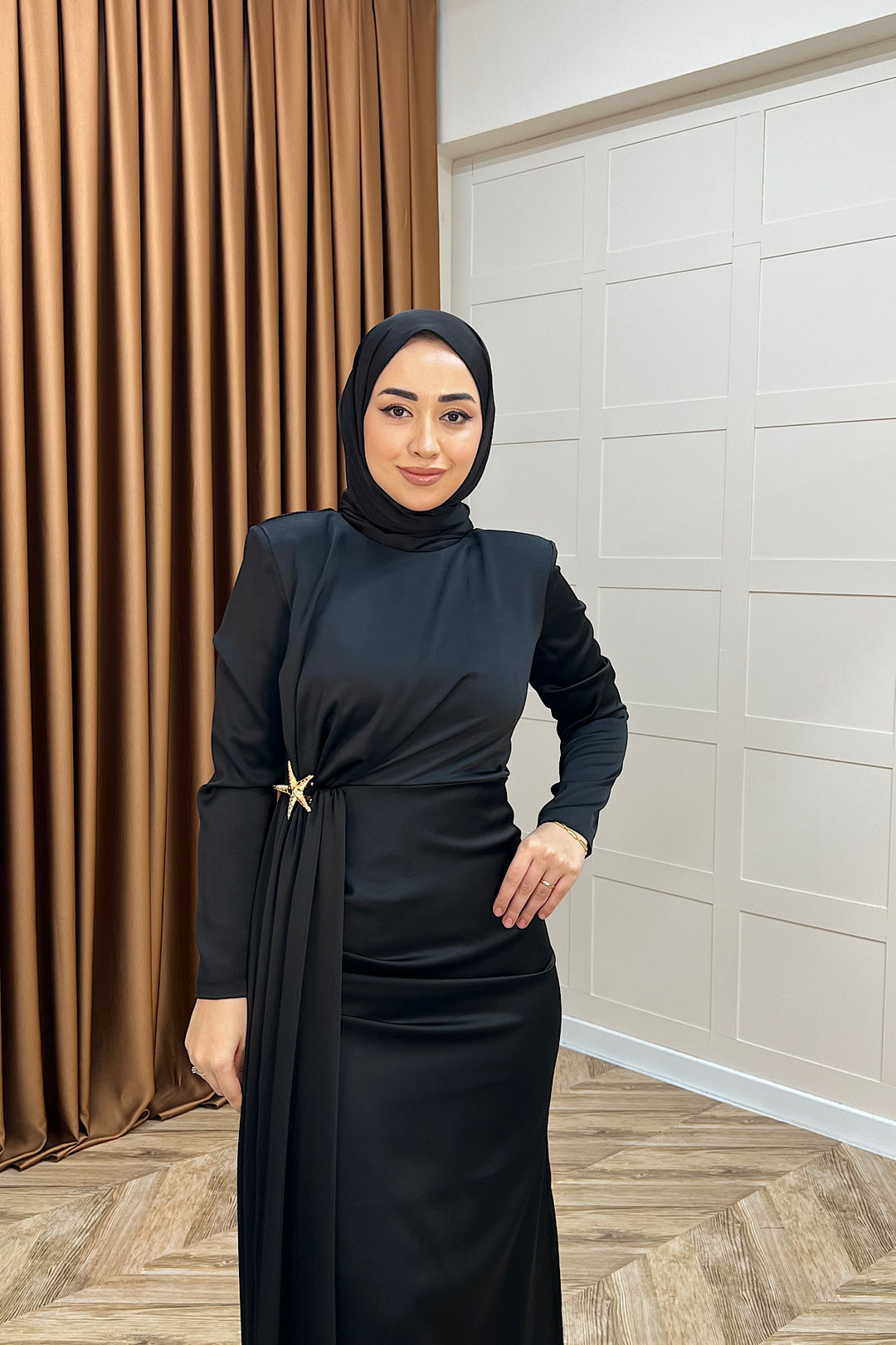 Hazel Saten Abiye Siyah 3084-SIYAH