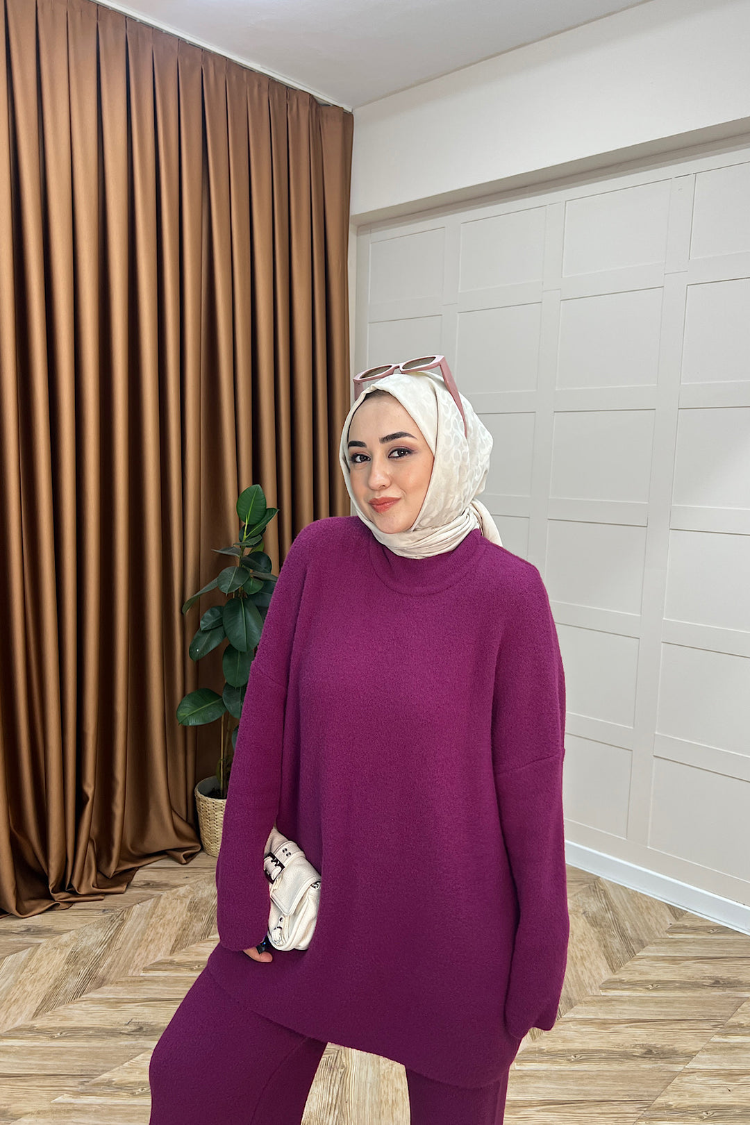 Dilşah Angora İkili Triko Takım Mürdüm 25650-MURDUM