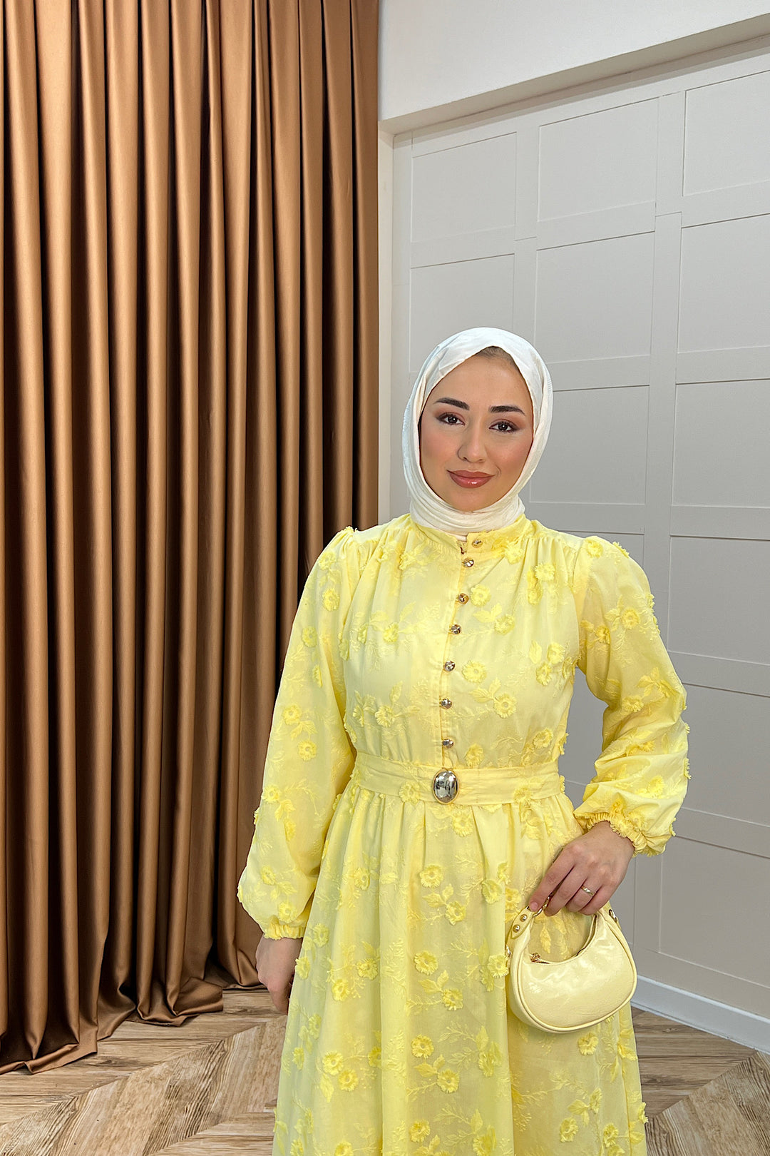 Fiesta Elbise Sarı 3157-SARI