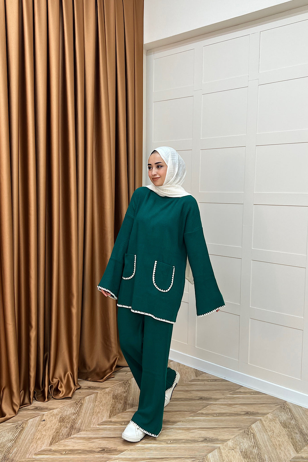 Cep Örgülü Triko Takım Zümrüt 24200-ZUMRUT