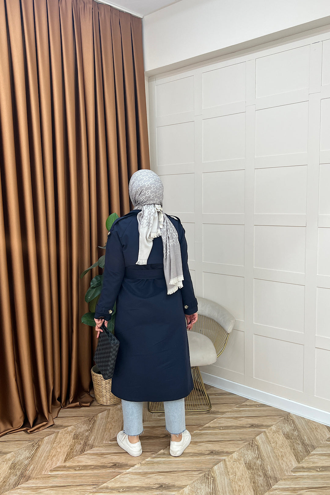 Hazel Astarlı Trençkot Lacivert 5532-LACIVERT