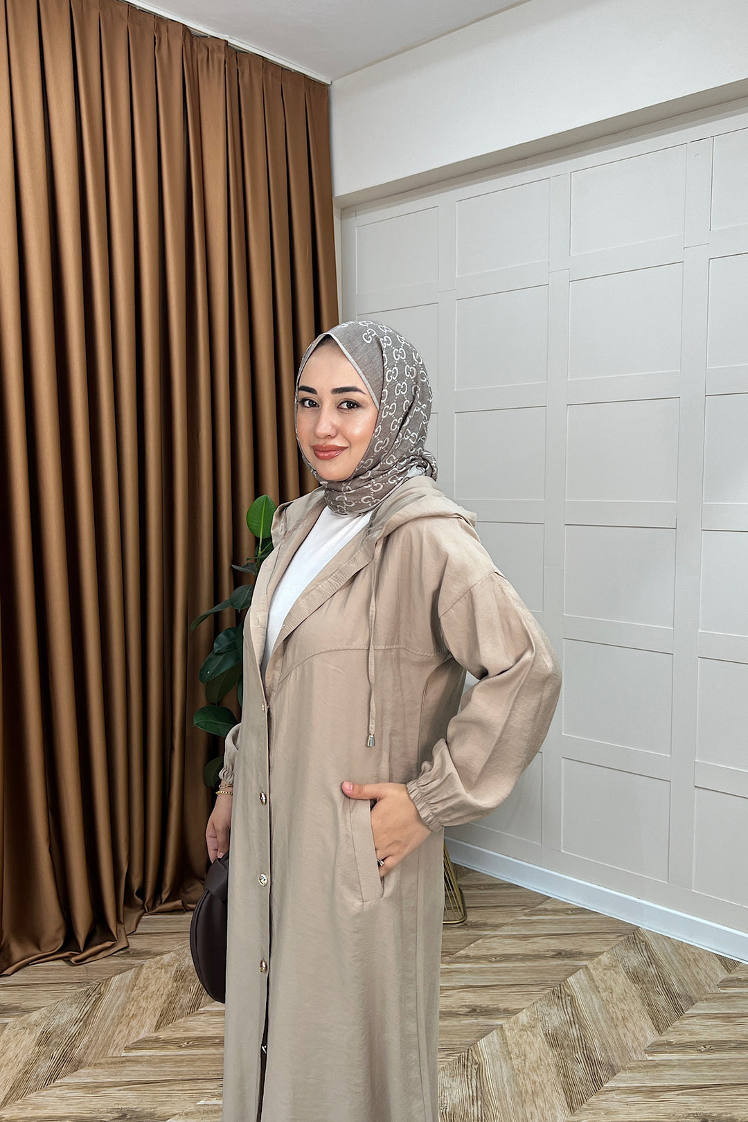004-Liana Düğmeli Kap Vizon 004-VIZON