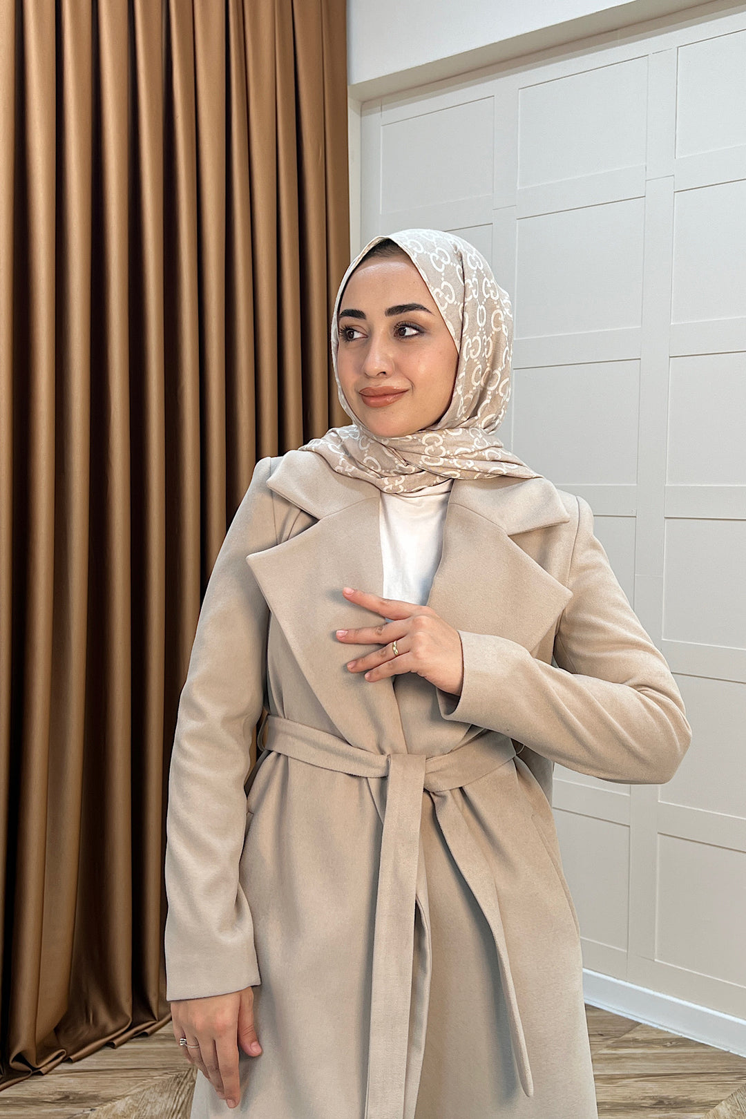 Premium Kuşaklı Kaşe Kaban Taş 5510-TAS