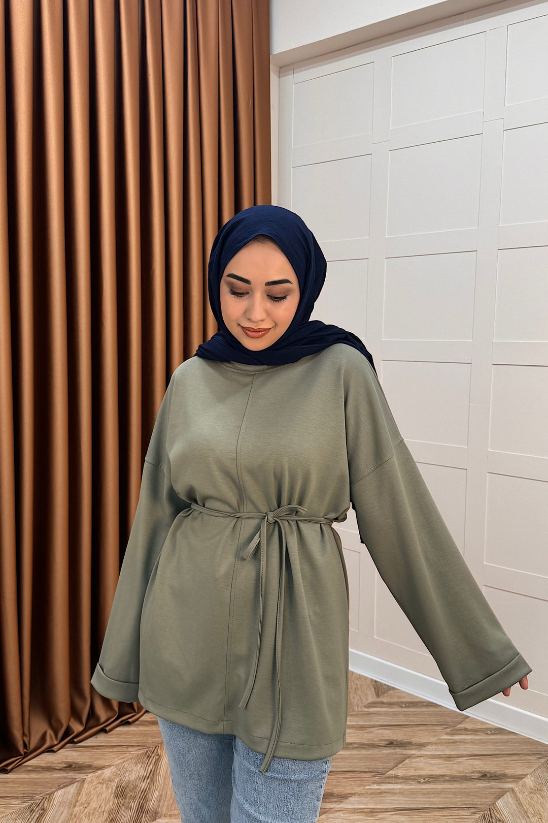 Türev Duble Kol Tunik Yeşil 6060-YESIL