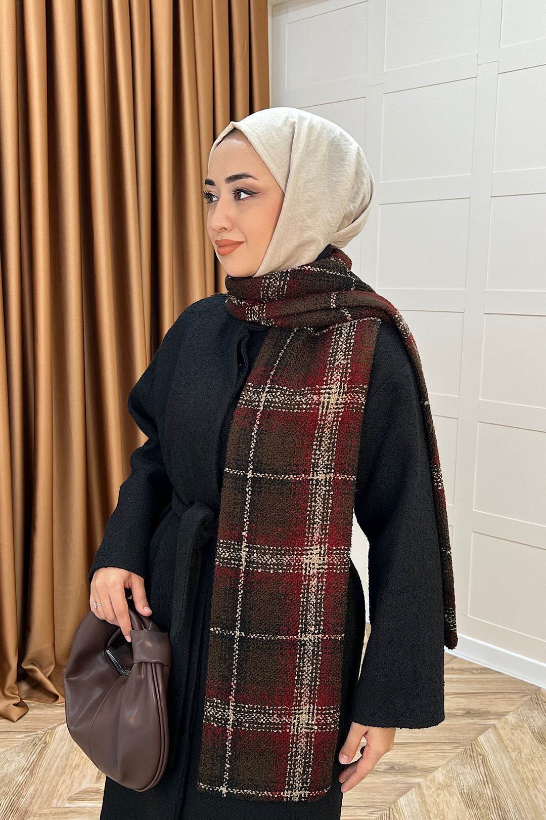 Duru Premium Kumaş Atkı Detay Kaban Siyah 5517-SIYAH