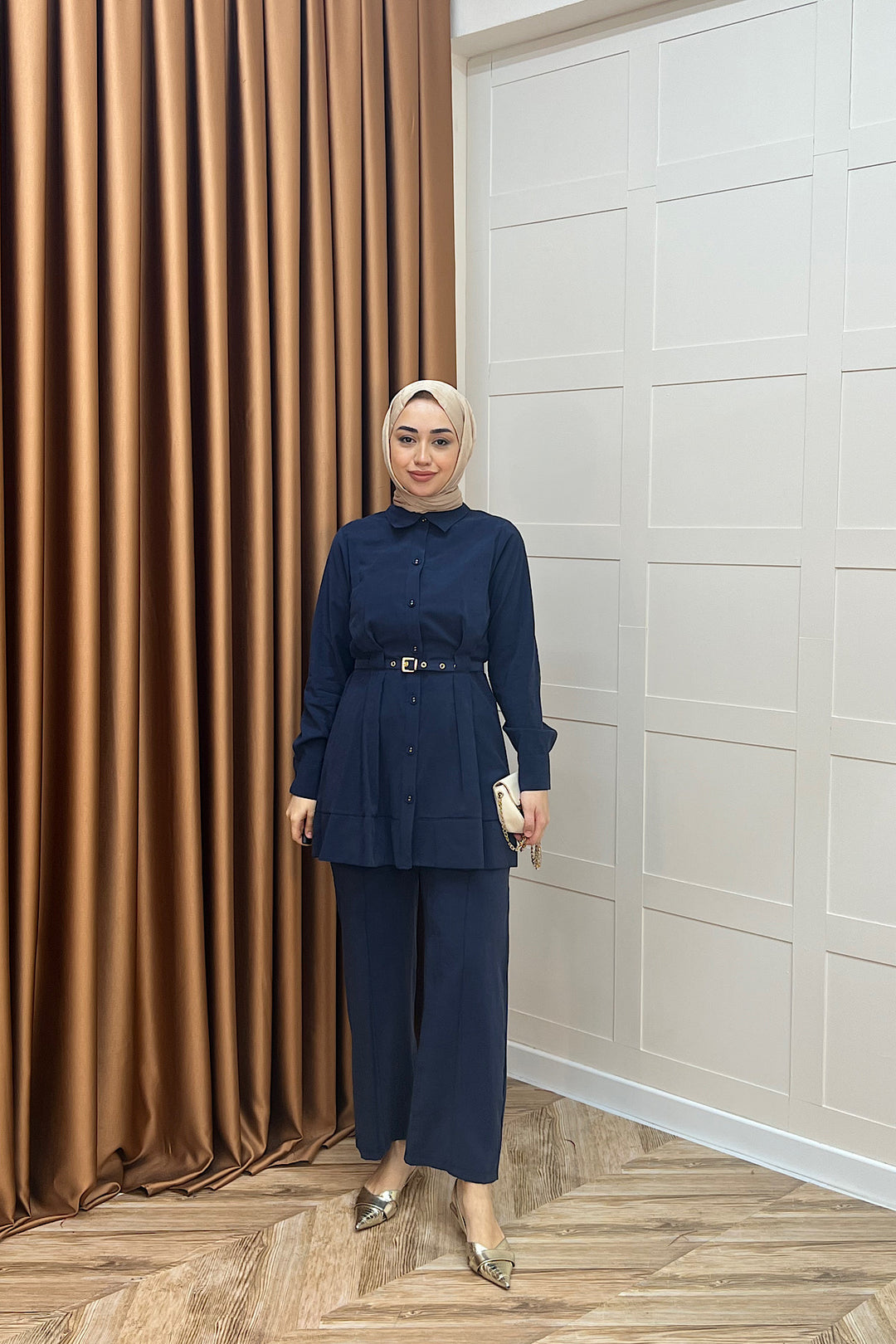 Tuana Belden Kemerli İkili Takım Lacivert 2994-LACIVERT