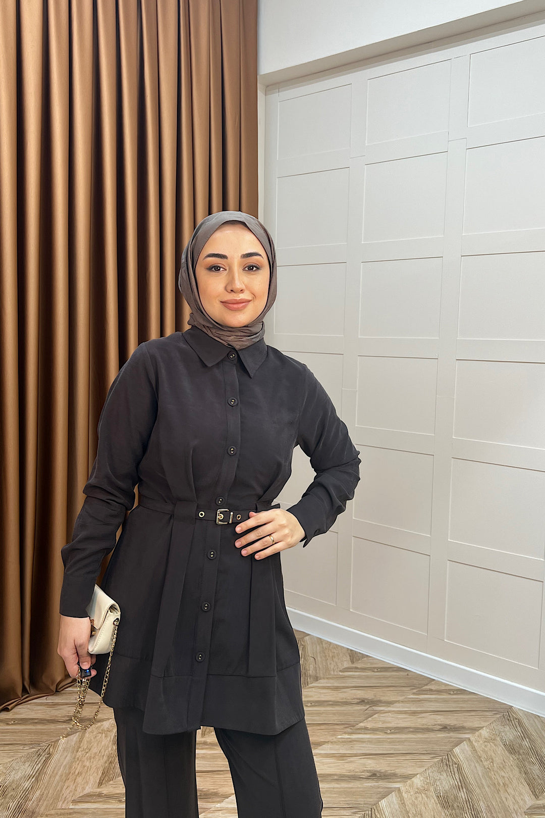 Tuana Belden Kemerli İkili Takım Kahverengi 2994-KAHVERENGI