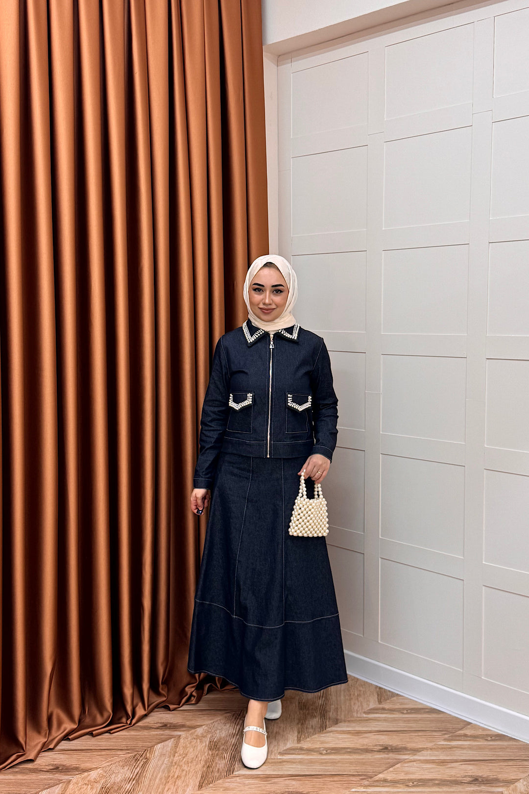 Klara İnci Detay Kot Takım Lacivert 3095-LACIVERT