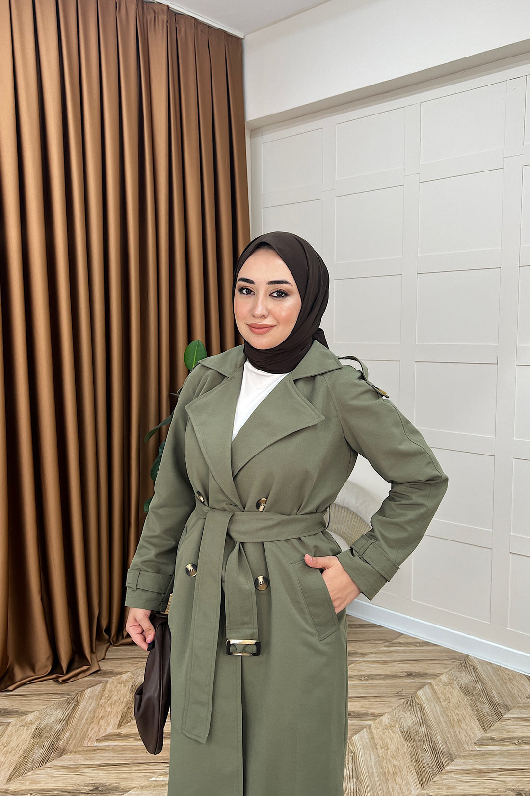 Pamella Kuşaklı Trençkot Haki 5533-HAKI
