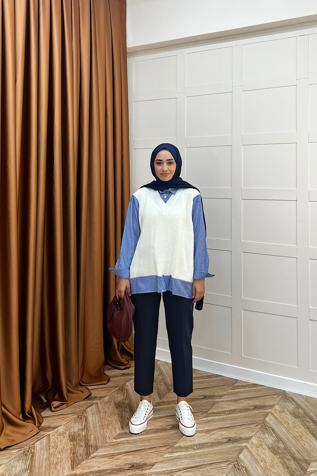 Triko Süveterli Gömlek Ekru 24730-EKRU