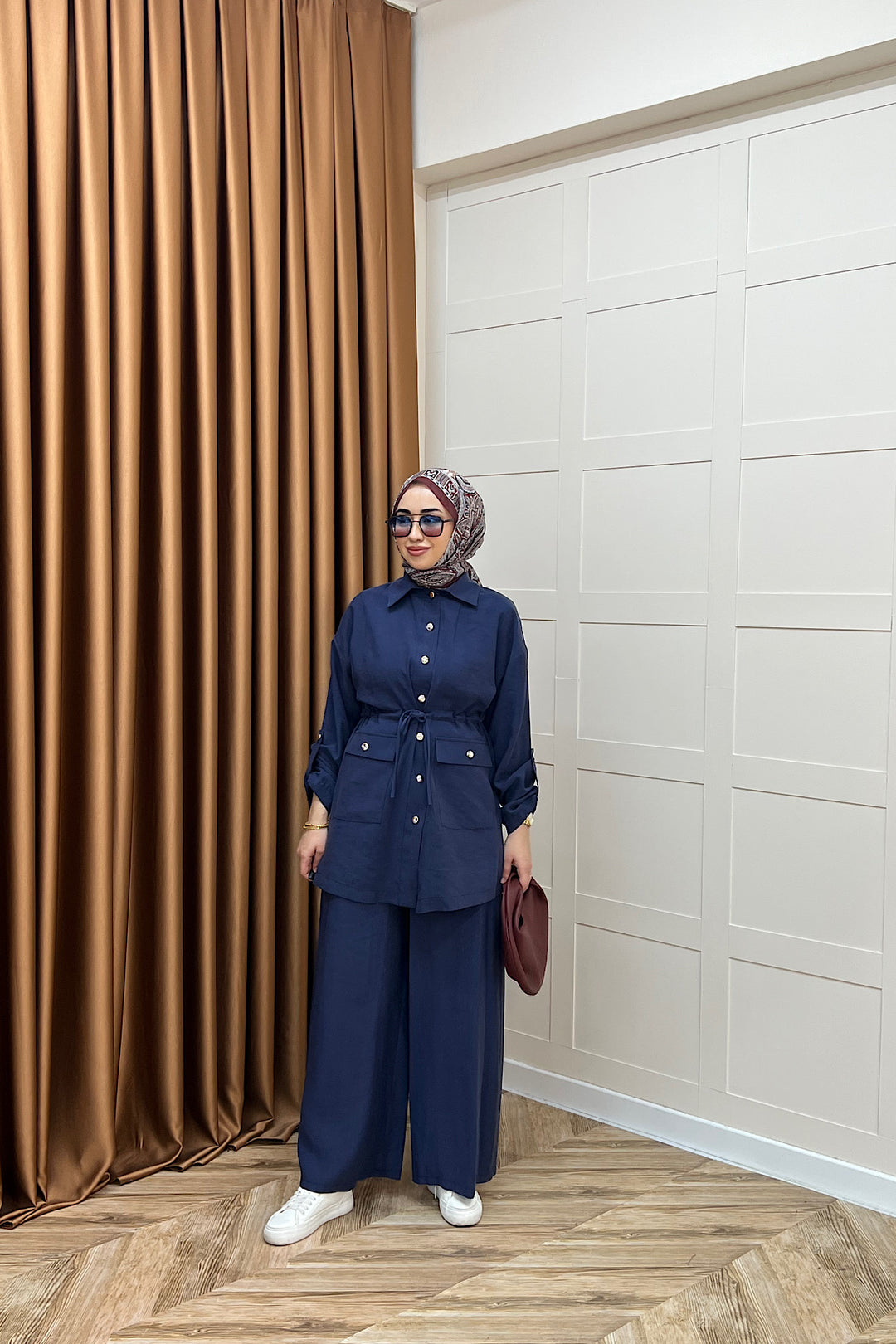 Aria Belden Bağlamalı İkili Takım İndigo 3184-INDIGO