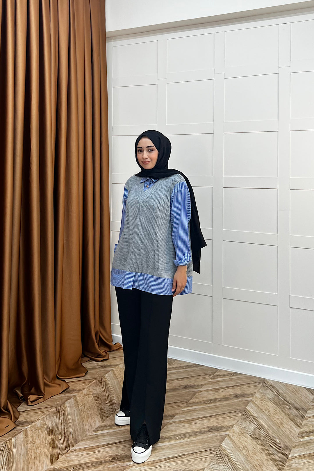 Triko Süveterli Gömlek Gri 24730-GRI