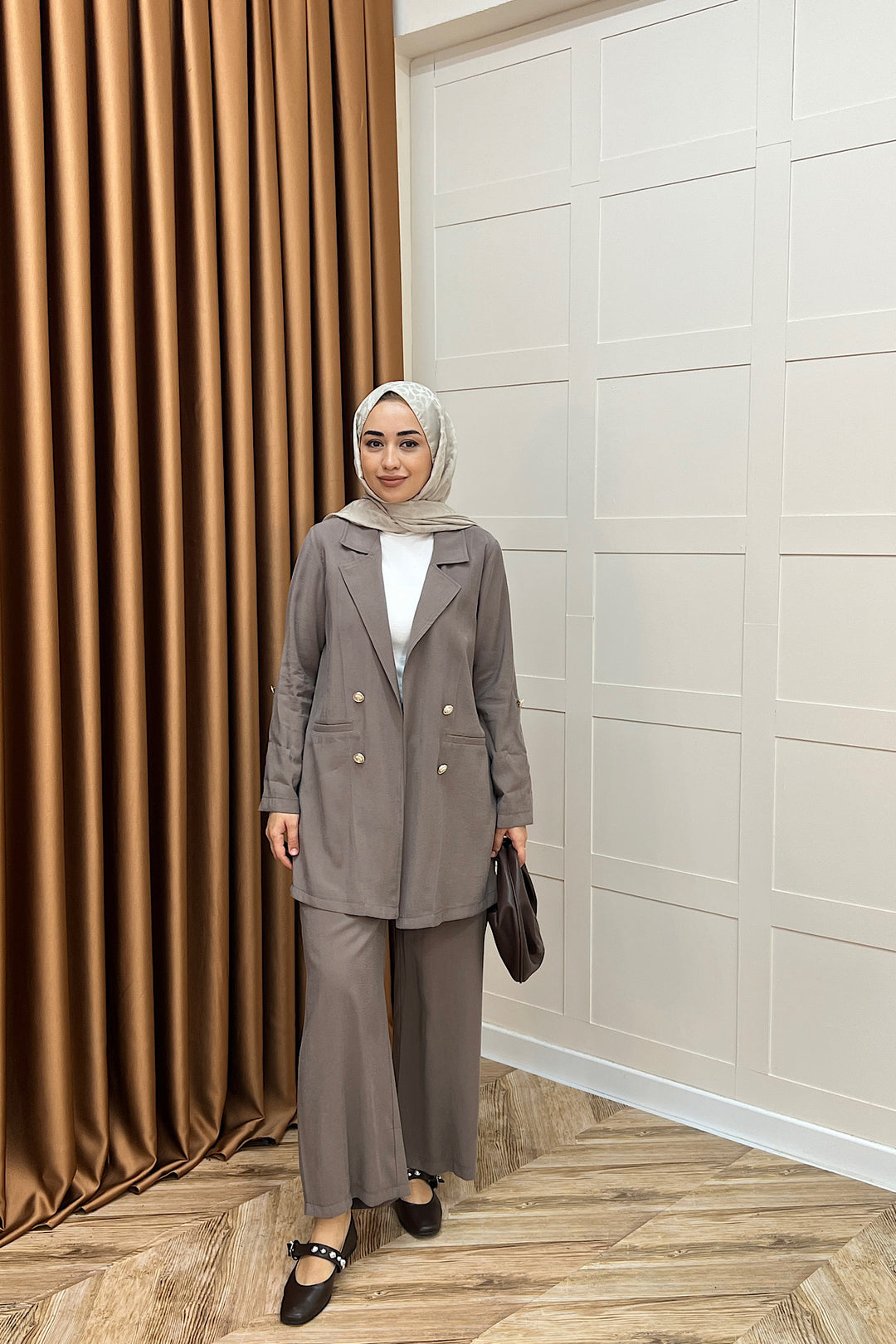 Sandra Ceketli Takım Kahverengi 5003-KAHVERENGI