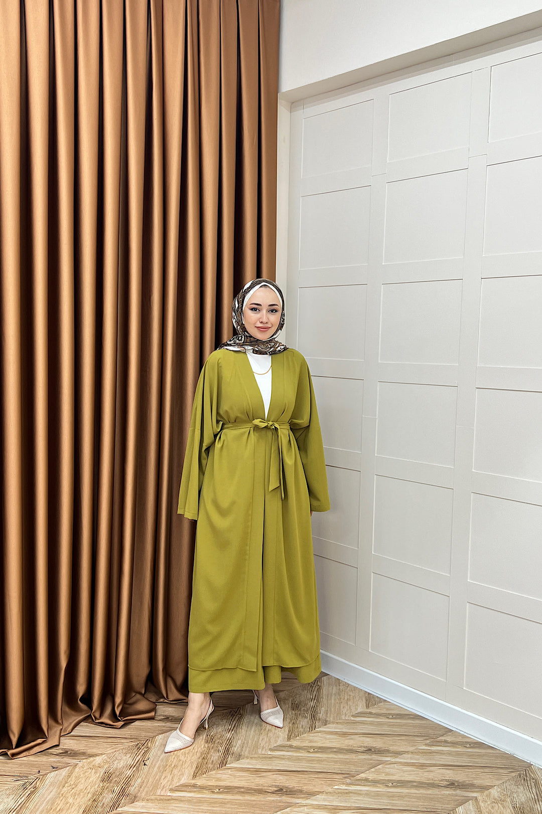 Mina İkili Kimono Takım Yağ Yeşili 8571-YAGYESILI