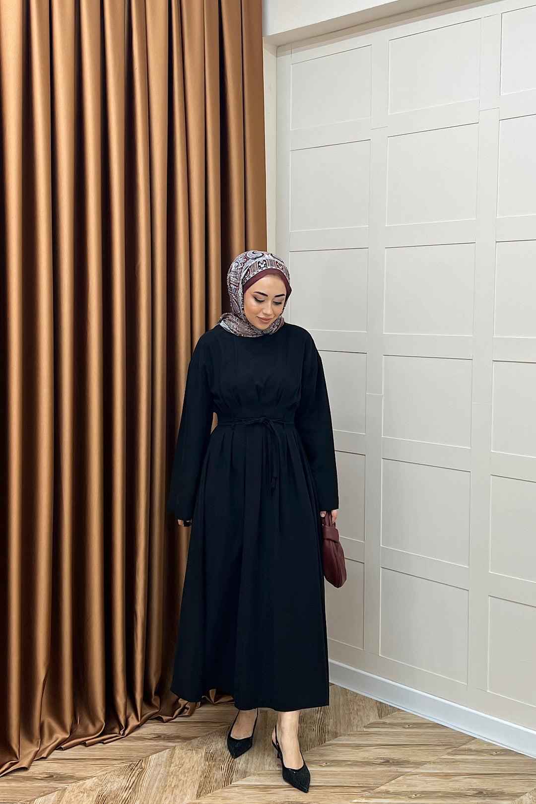 Alya Belden Bağlamalı Elbise Siyah 39020-SIYAH