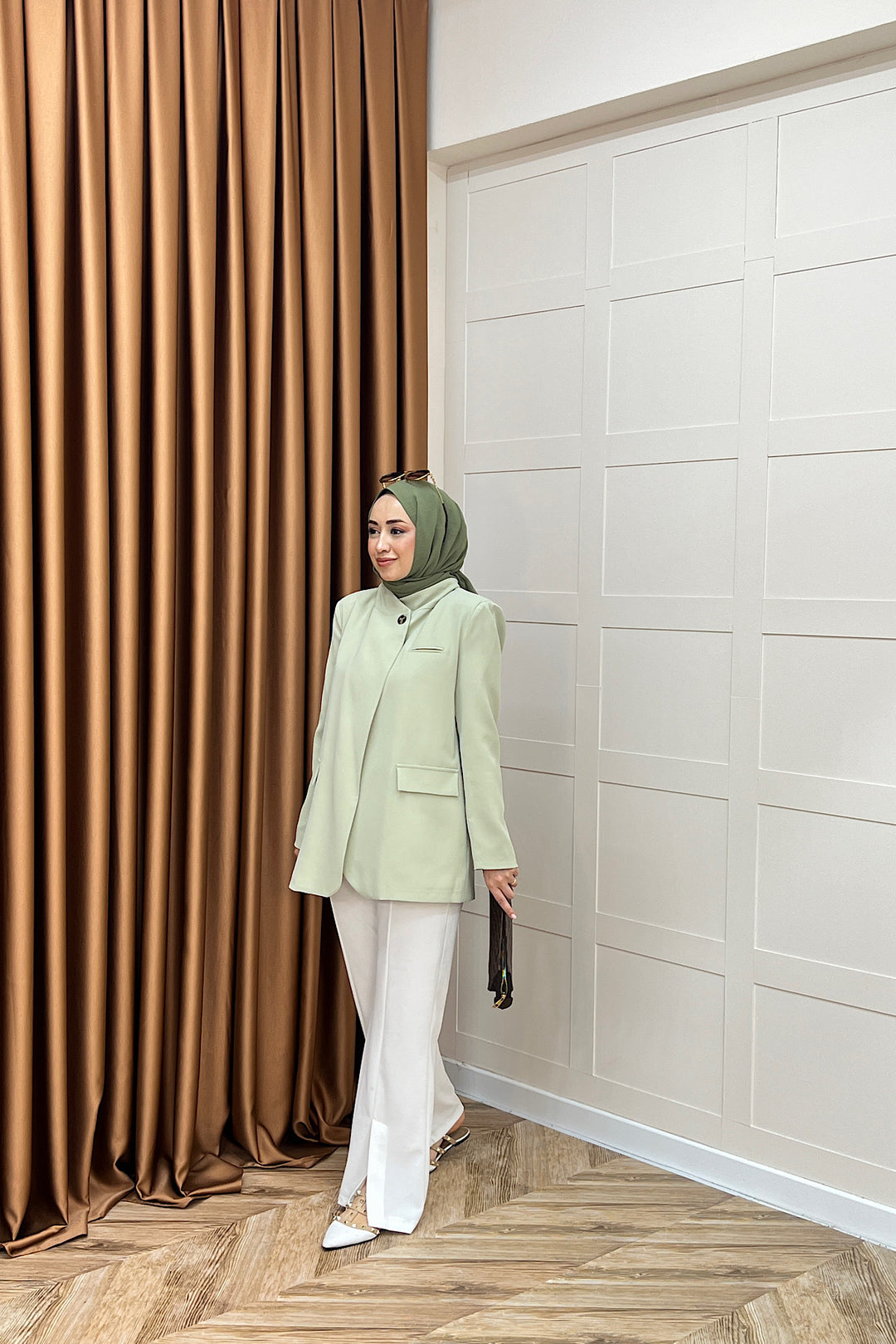 Sara Blazer Ceket Yeşil 70147-YESIL
