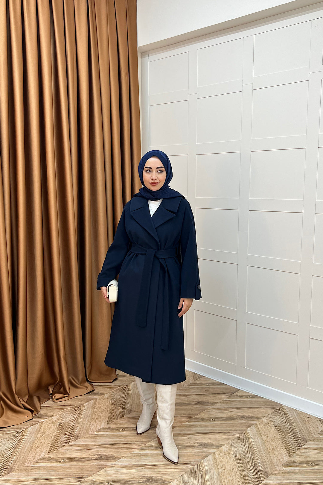 Martina Yırtmaçlı Kaban Lacivert 5508-LACIVERT