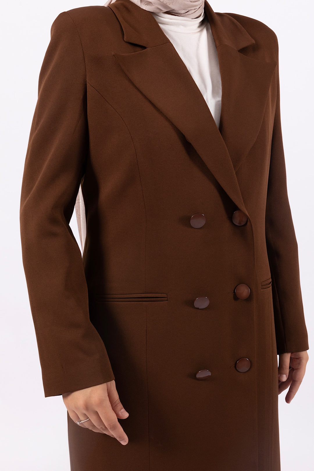 Uzun Blazer Ceket Kahverengi 24K6109-KAHVERENGI