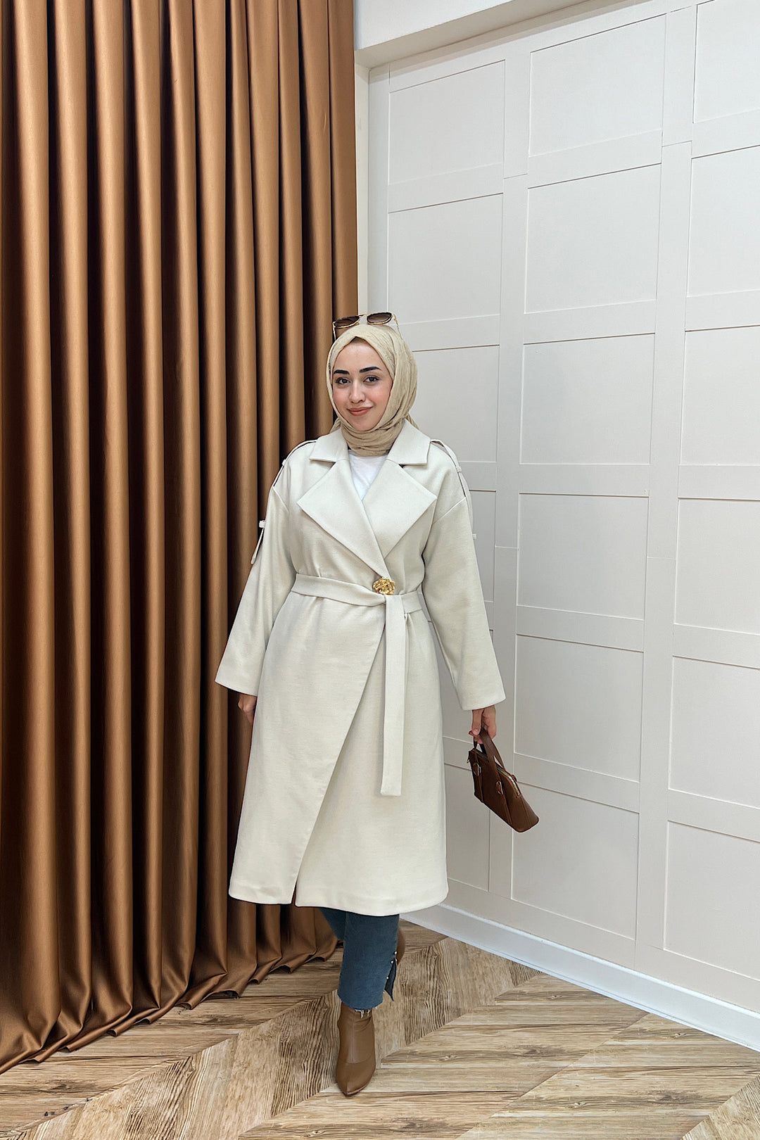 Parya Omuz Detay Kaşe Kaban Taş 5531-TAS