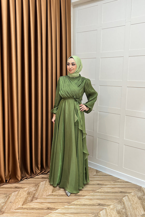 Luna Saten Abiye Yeşil 3072-YESIL