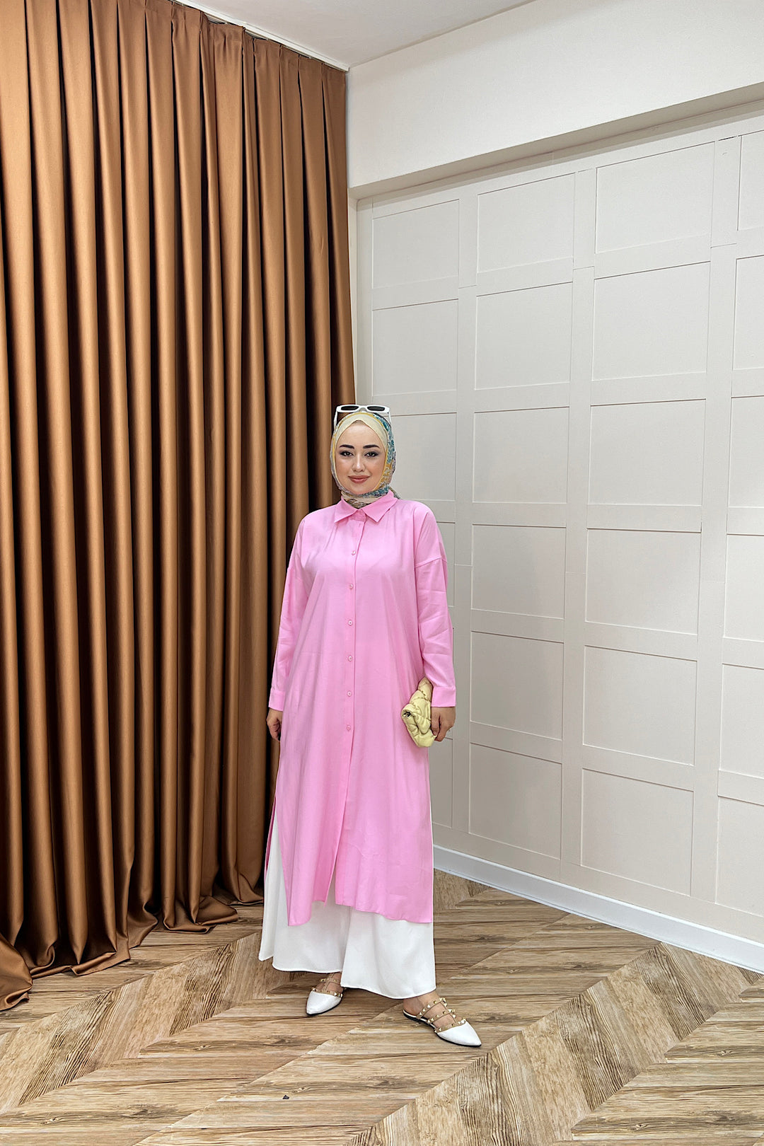 Cupra Uzun Tunik Pembe 02760-PEMBE