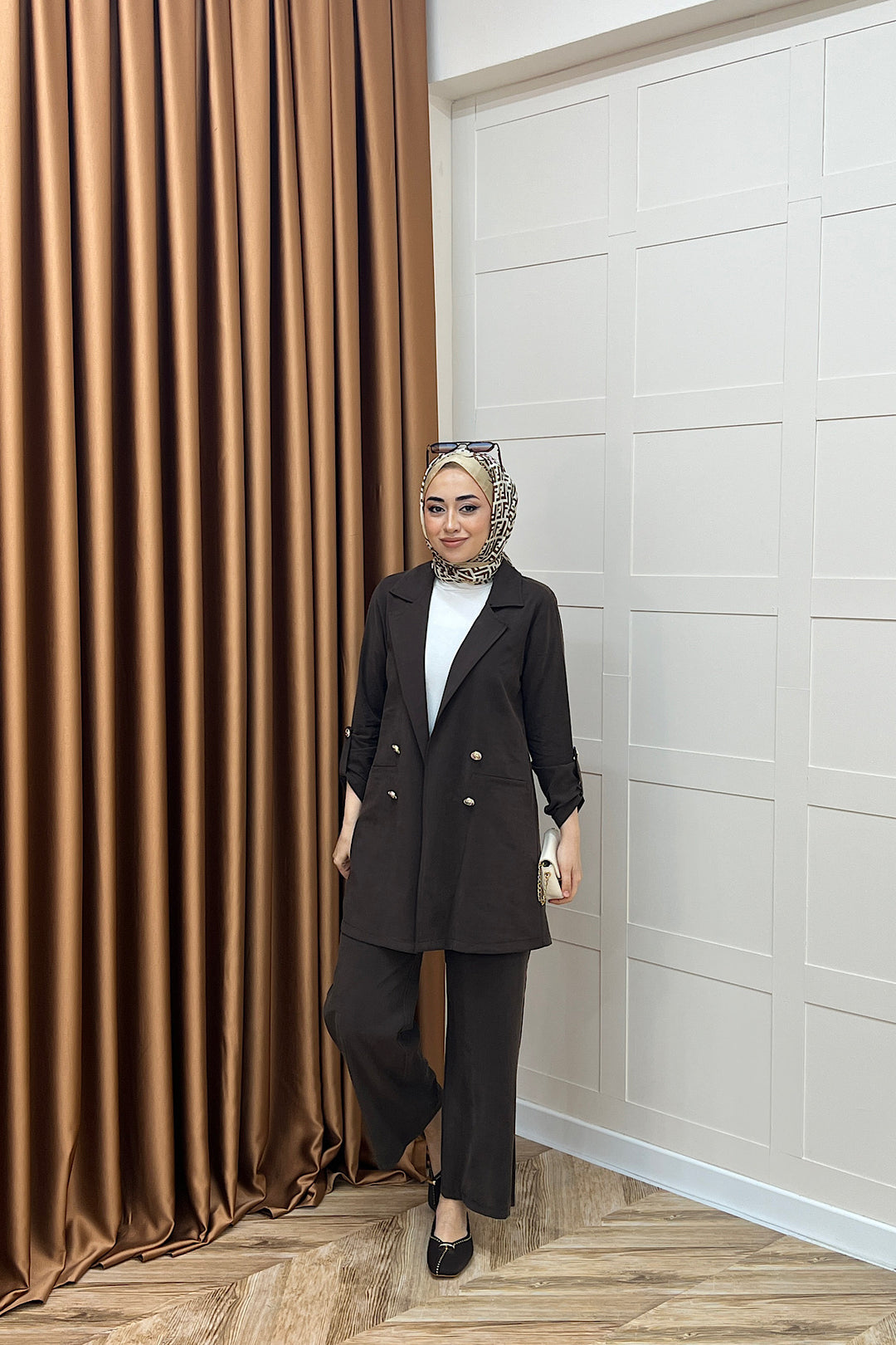 Sandra Ceketli Takım Kahverengi 5003-KAHVERENGI