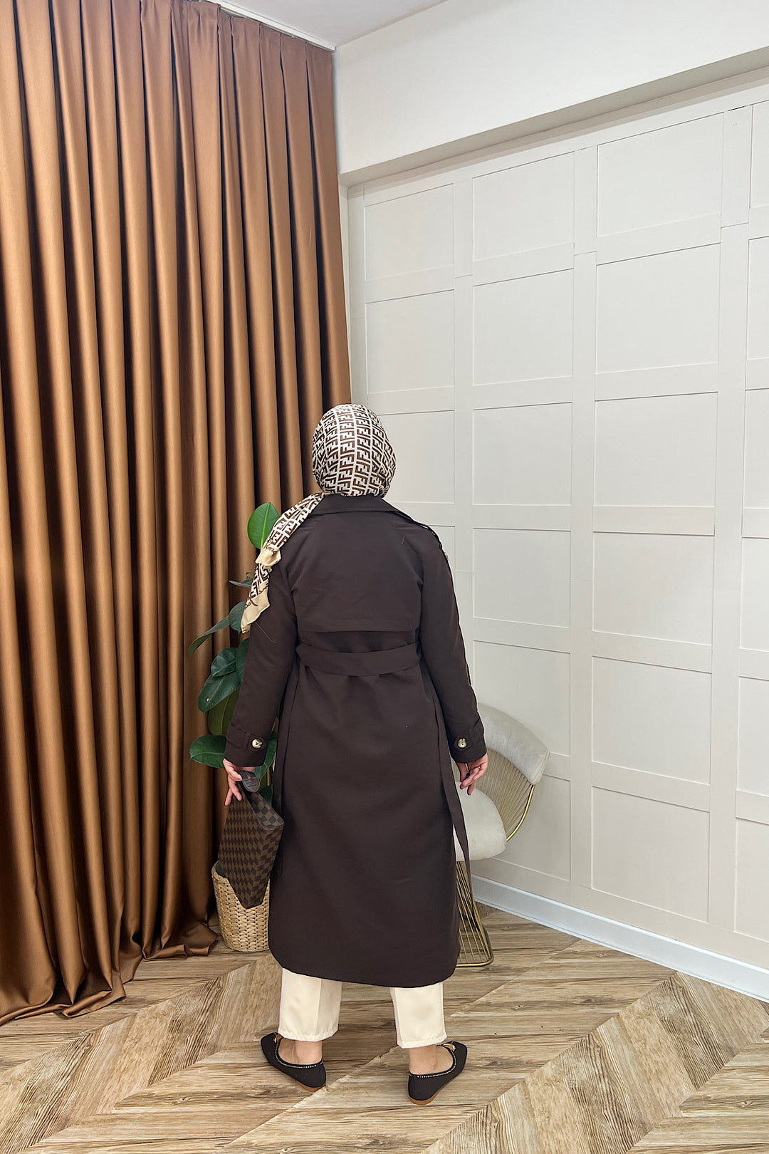 Hazel Astarlı Trençkot Kahverengi 5532-KAHVERENGI