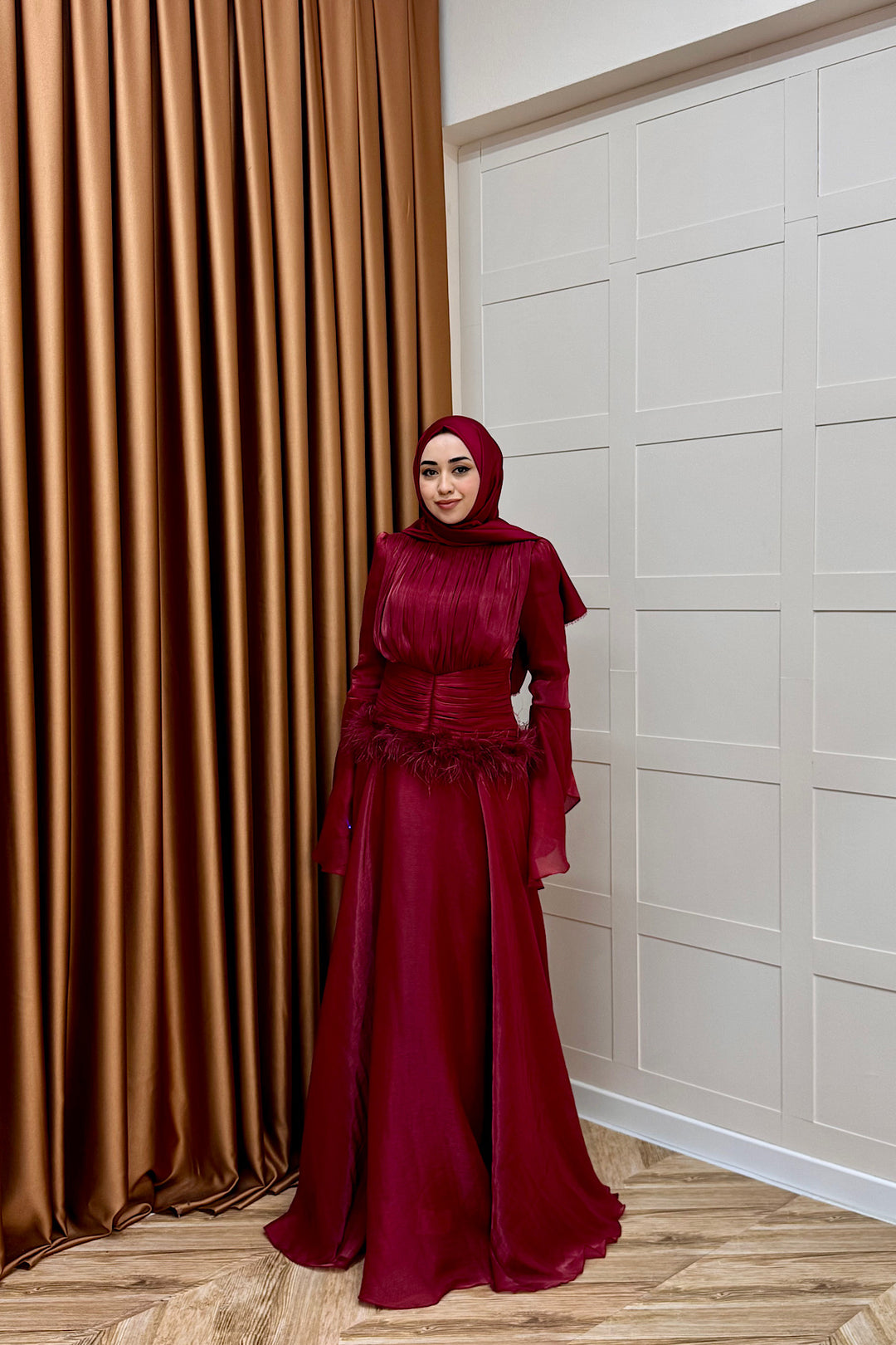 Nova Bel Drapeli Abiye Bordo 3089-BORDO
