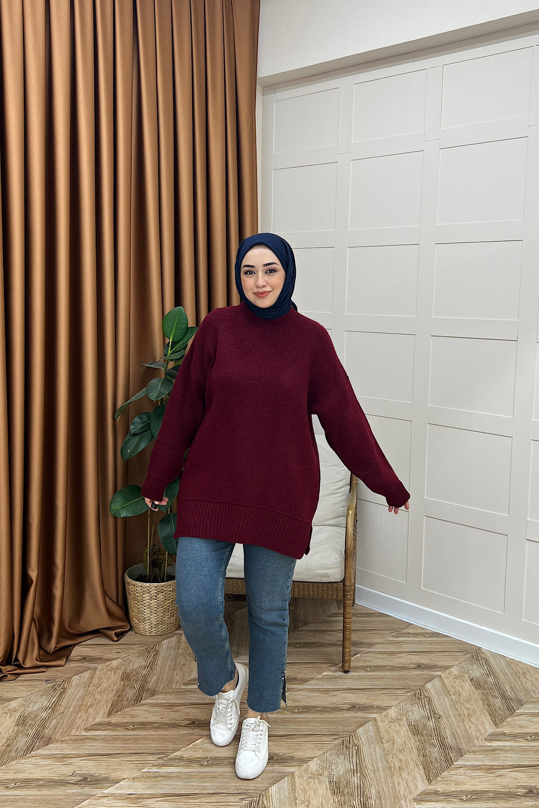 Lones Yumoş Tunik Bordo 26194-BORDO