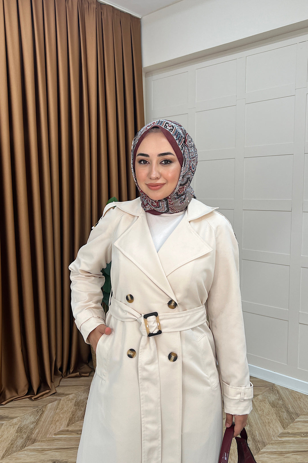 Pamella Kuşaklı Trençkot Taş 5533-TAS