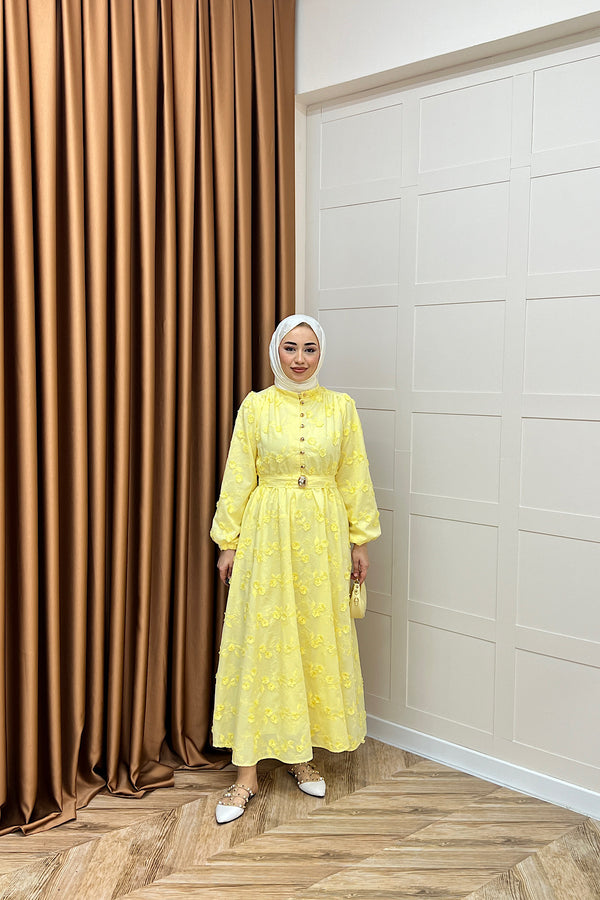 Fiesta Elbise Sarı 3157-SARI
