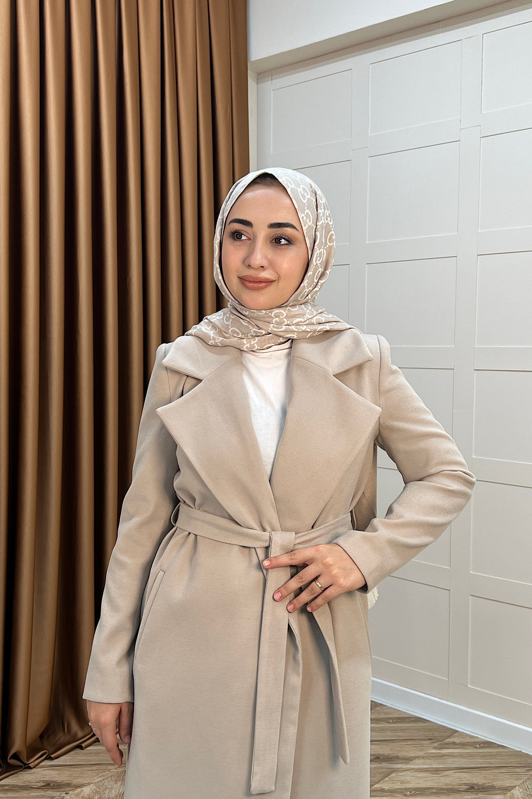 Premium Kuşaklı Kaşe Kaban Taş 5510-TAS