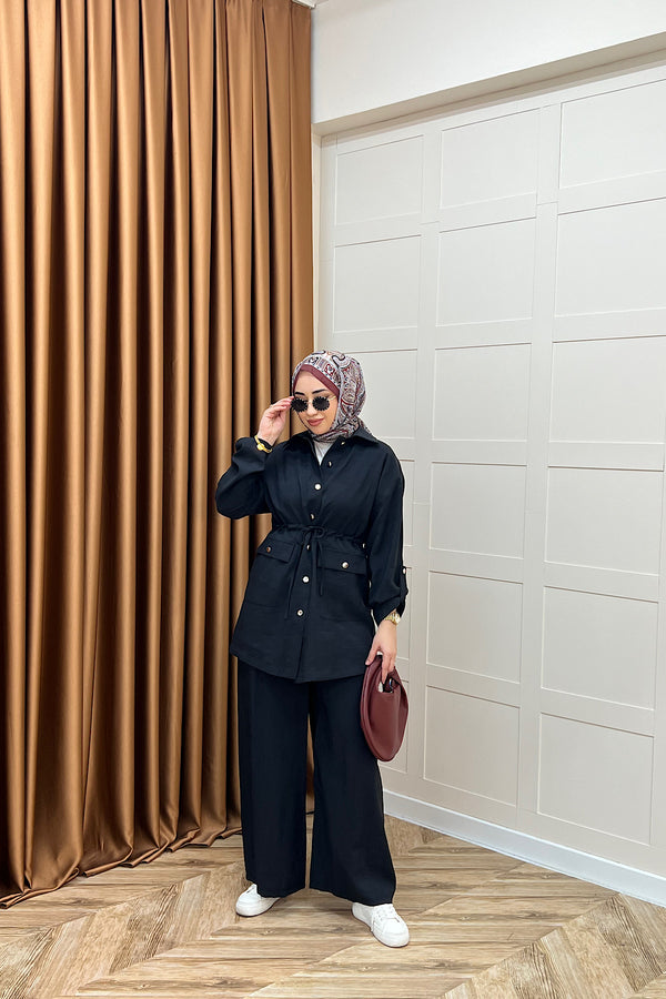 Aria Belden Bağlamalı İkili Takım Siyah 3184-SIYAH