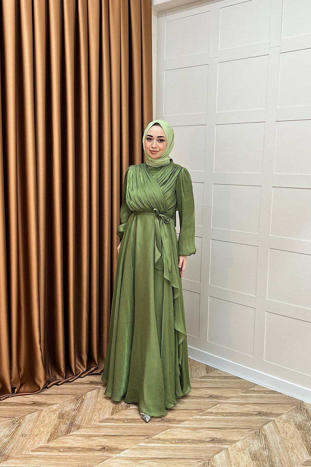 Luna Saten Abiye Yeşil 3072-YESIL