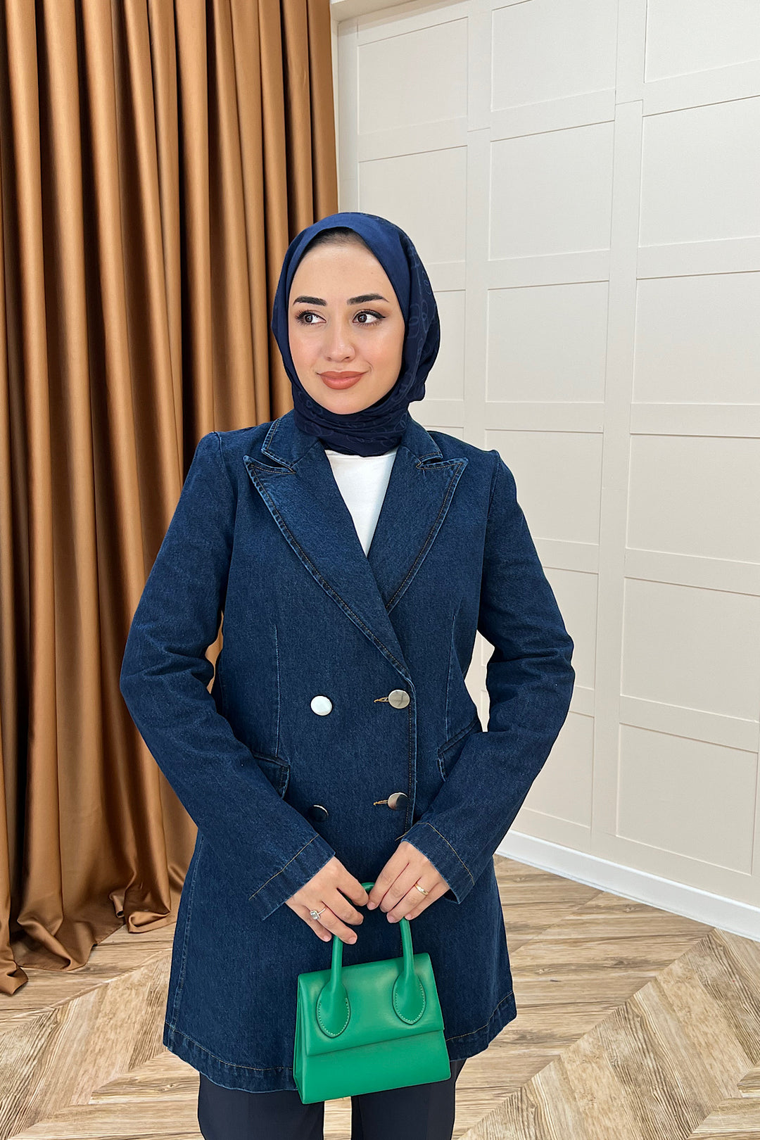 Dört Düğme Kot Ceket Lacivert 6187-LACIVERT