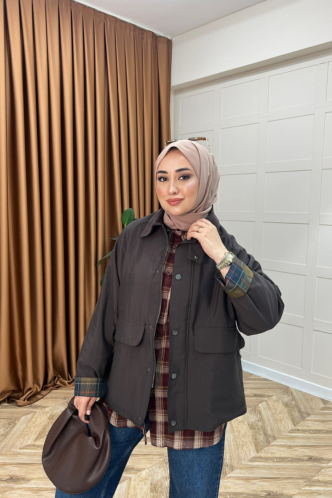 Lina Cep Detay Ceket Kahverengi 8534-KAHVERENGI