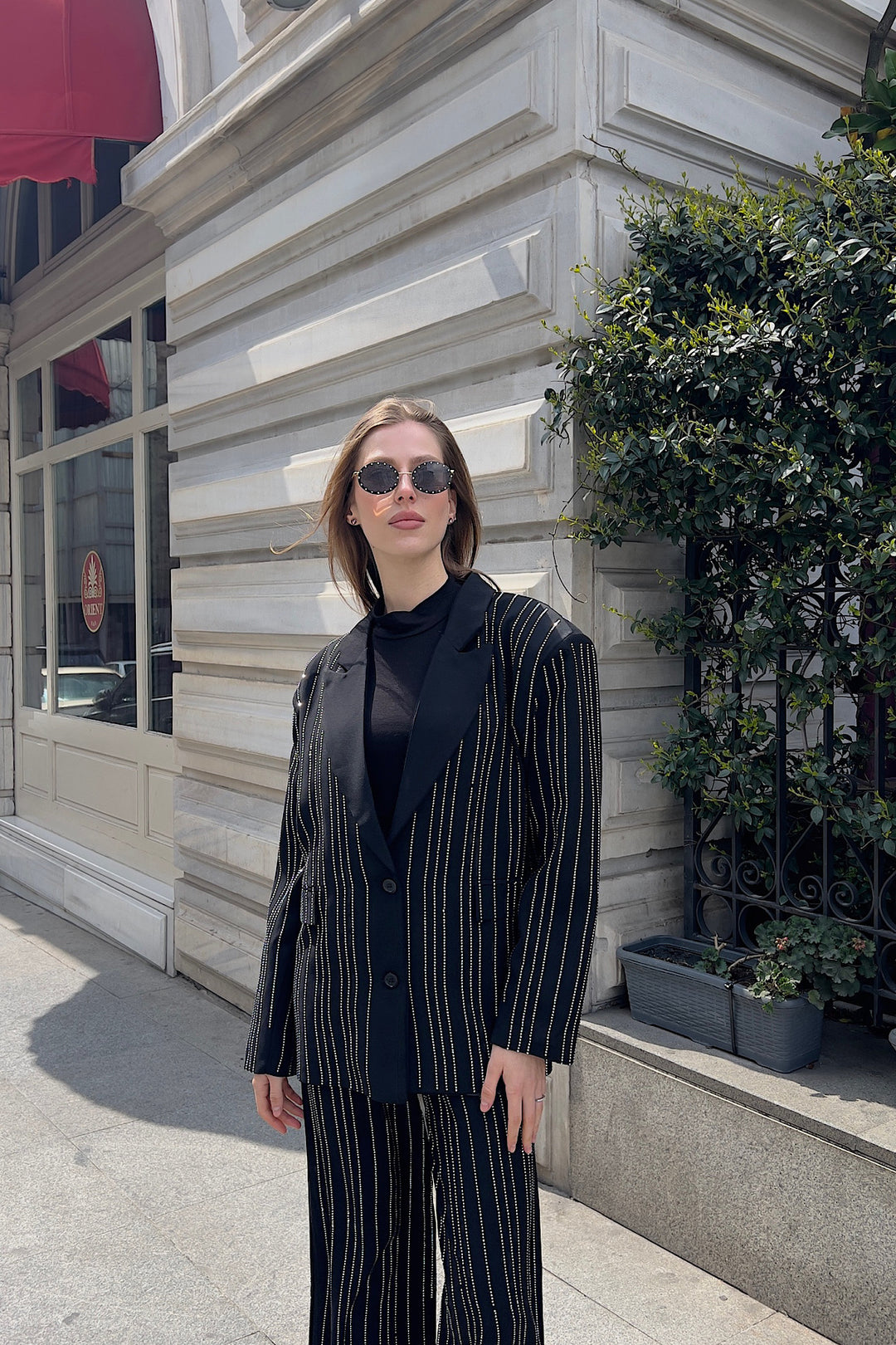 Zeina Taş İşlemeli İkili Takım Siyah 3070-SIYAH