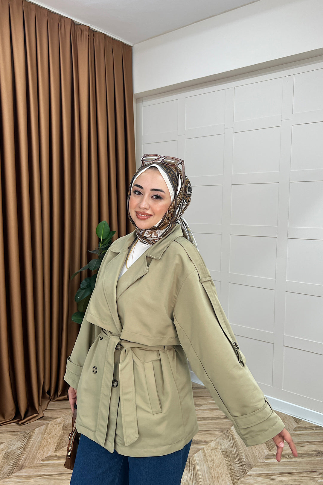 Pera Kuşaklı Trençkot Çağla Yeşili 5534-CAGLAYESILI
