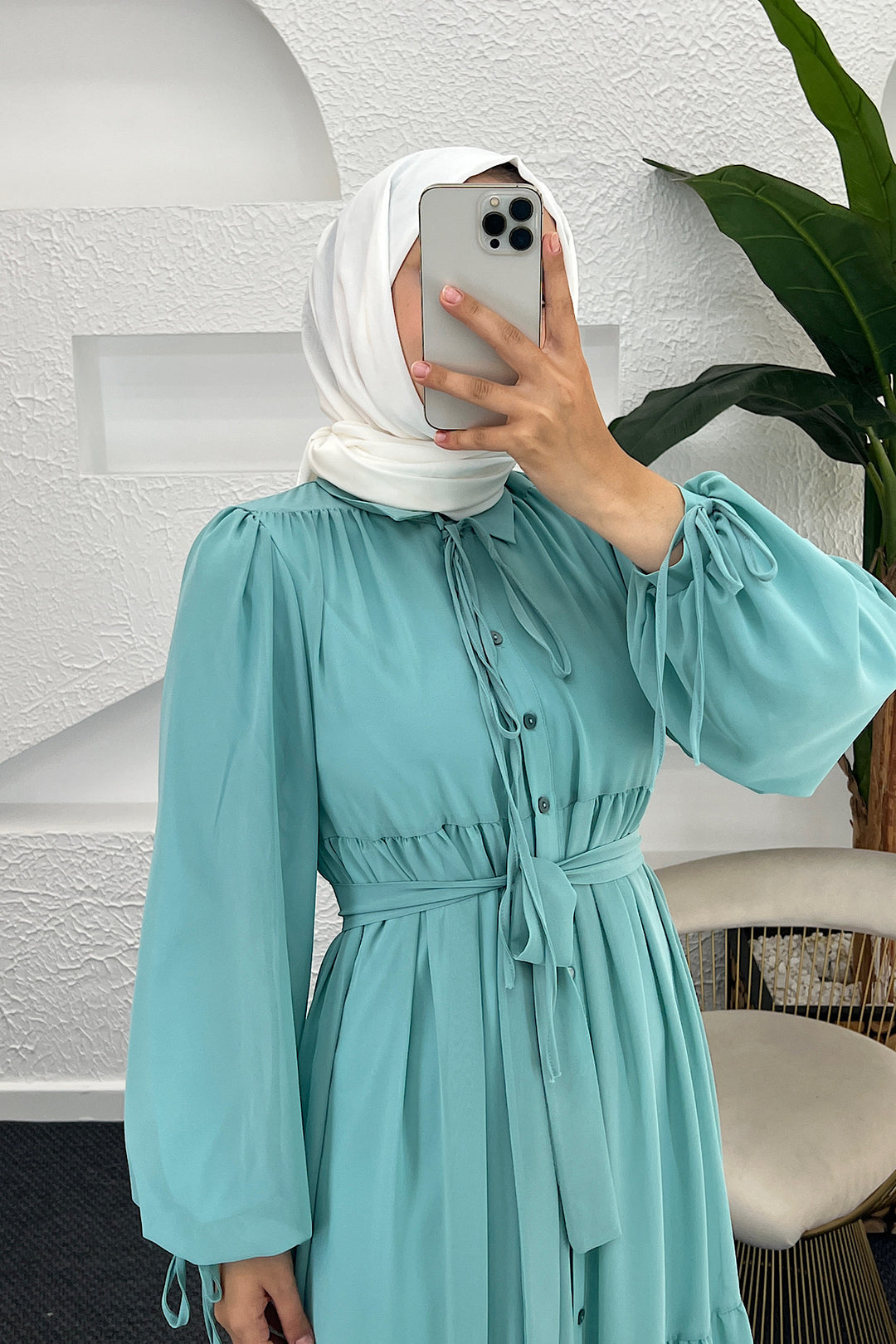 Belinda Şifon Elbise Mint Mavisi 3043-MINTMAVISI