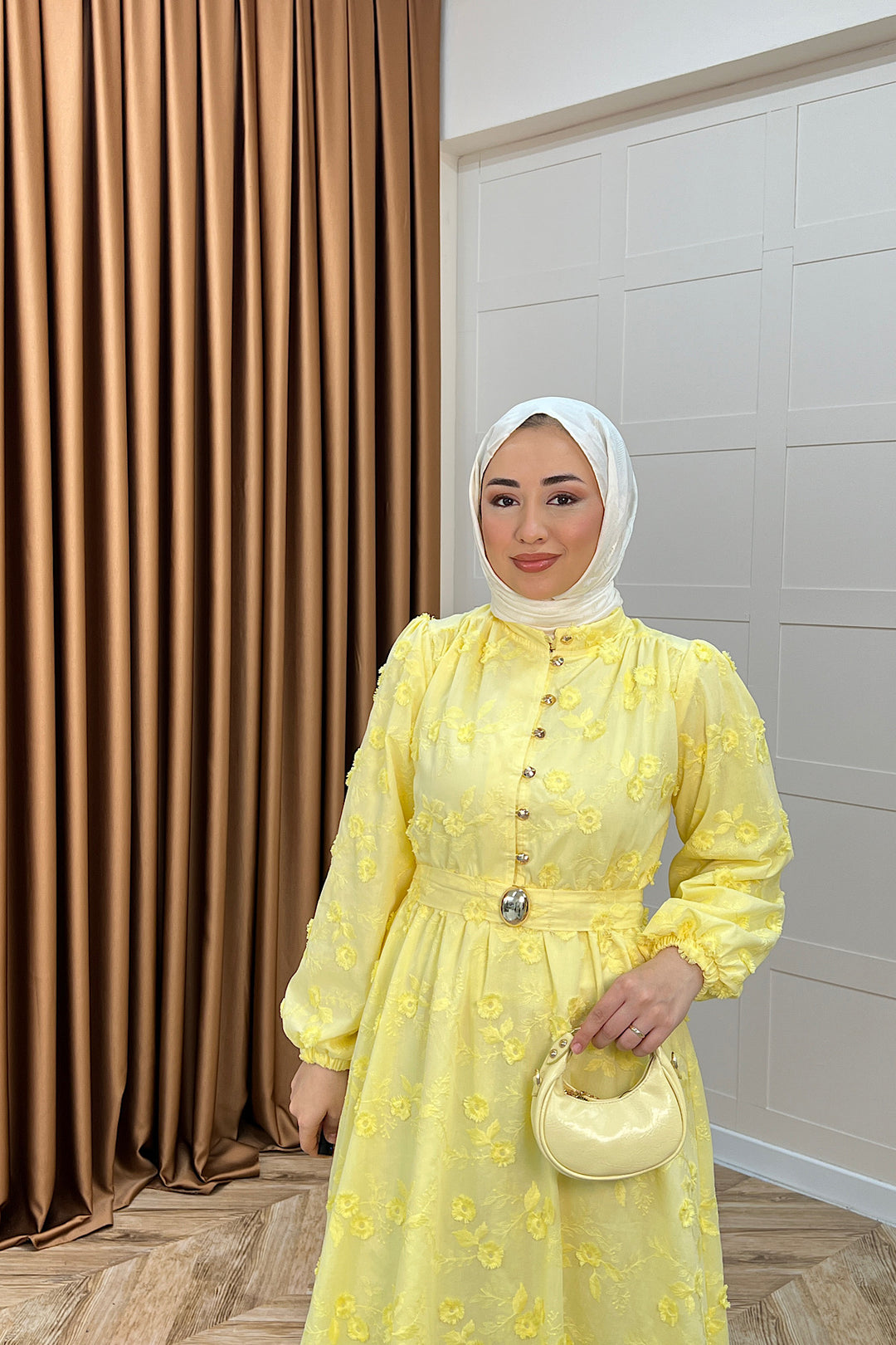 Fiesta Elbise Sarı 3157-SARI
