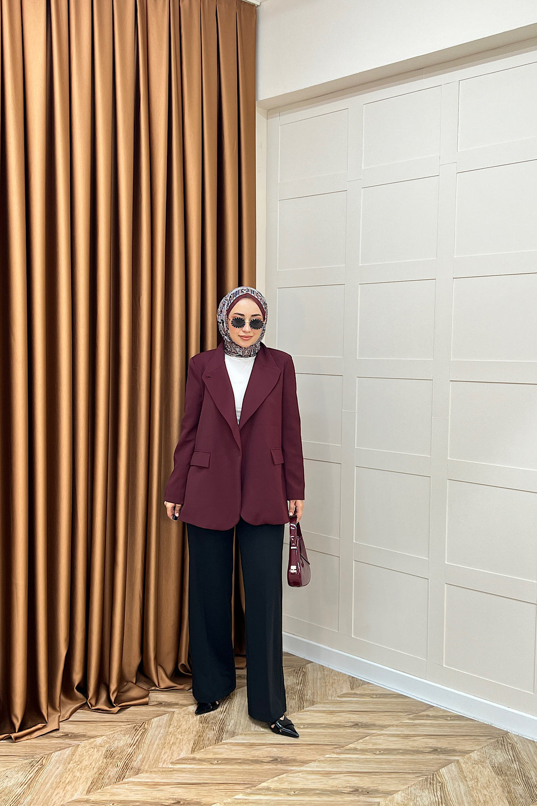 Sara Blazer Ceket Bordo 70147-BORDO
