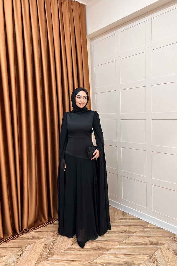 Lucca Saten Garnili Abiye Siyah 3077-SIYAH