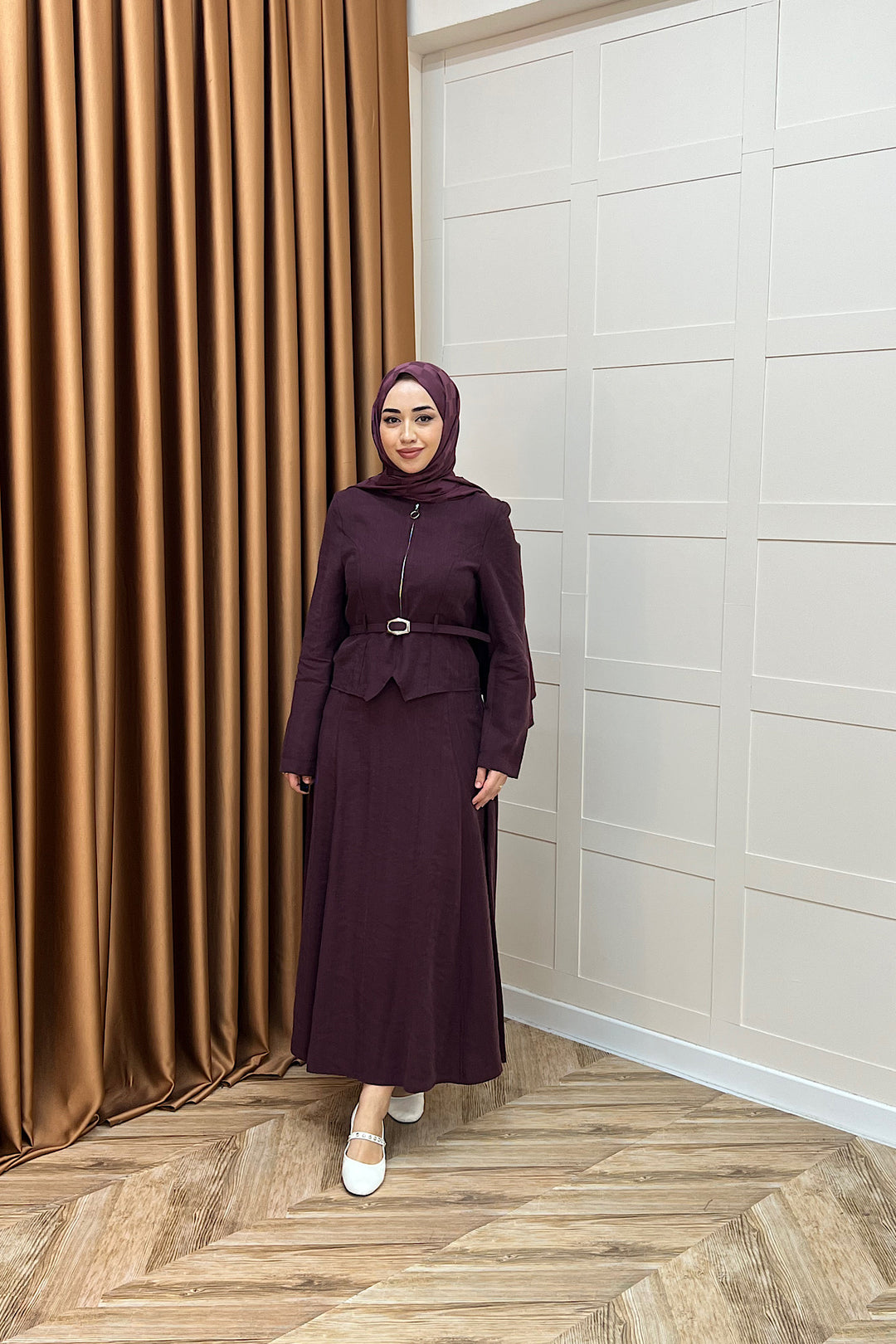 Mira Kemerli Etek Takım Mürdüm 03183-MURDUM