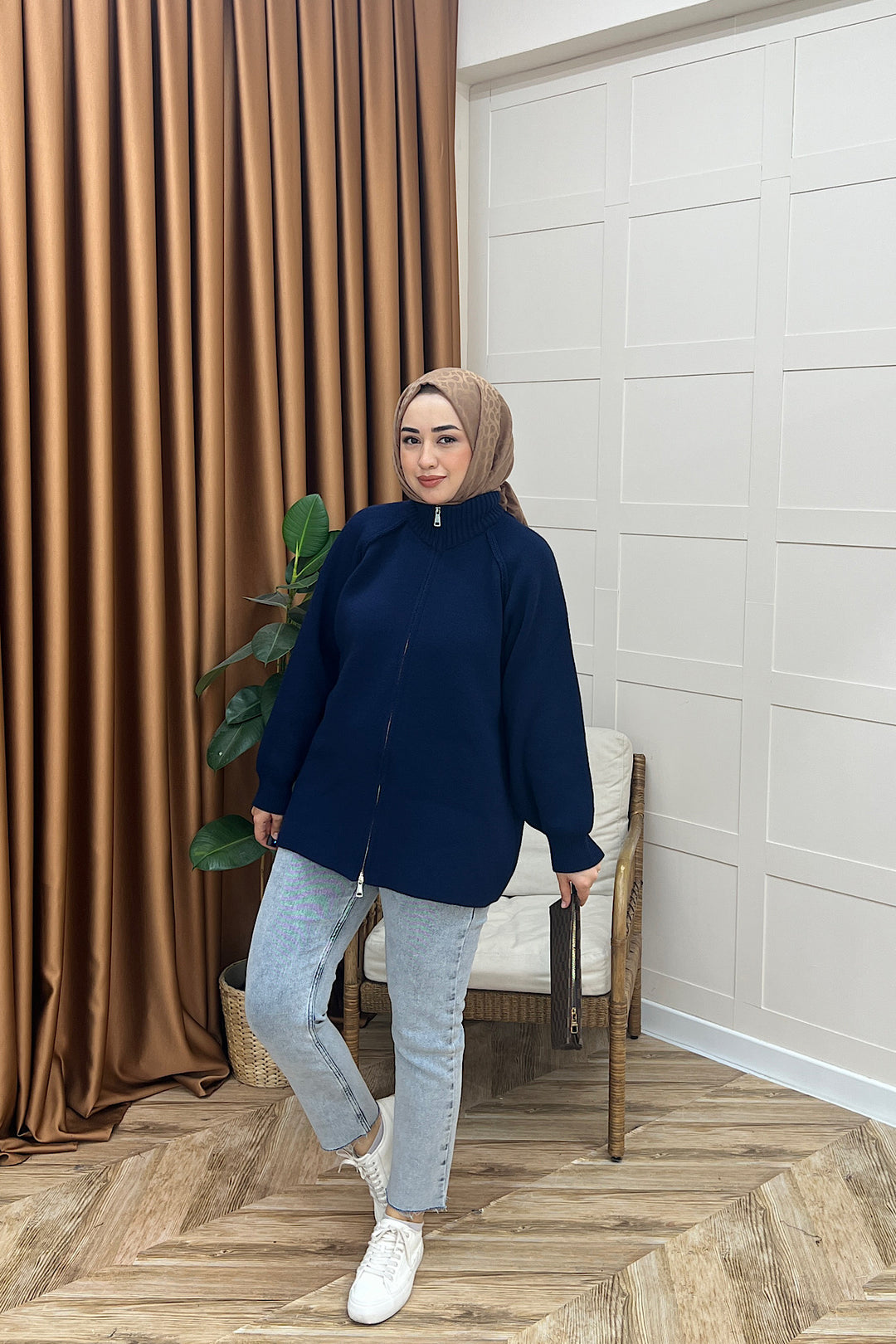 Julie Fermuarlı Hırka Lacivert 25800-LACIVERT