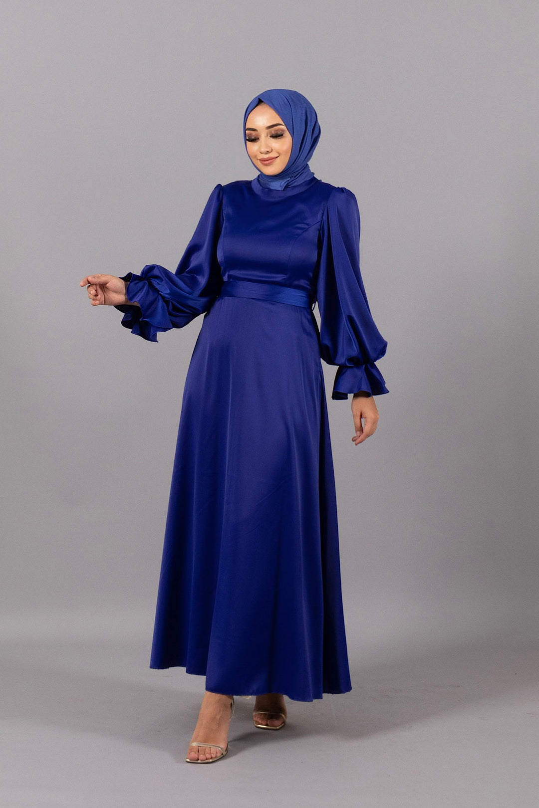 Flora Bilek Detay Saten Abiye Saks 4978-SAKS