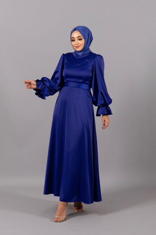 Flora Bilek Detay Saten Abiye Saks 4978-SAKS