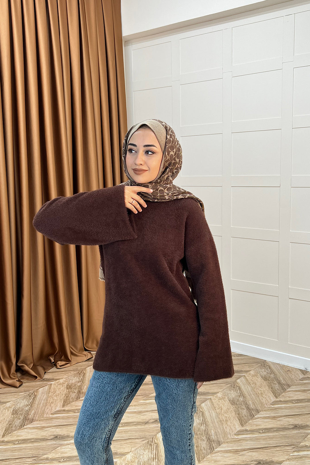 Leyal Triko Kazak Kahverengi 25440-KAHVERENGI