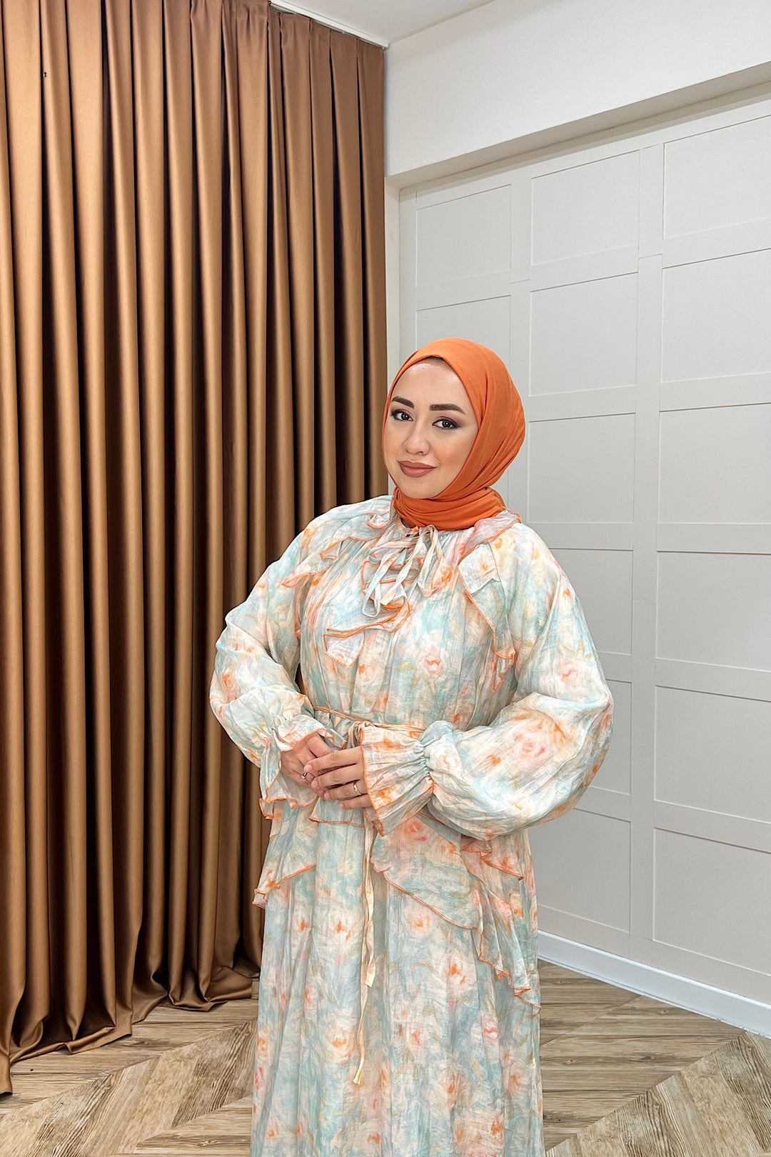 Mindy Fırfırlı Elbise Mavi 5179-MAVI